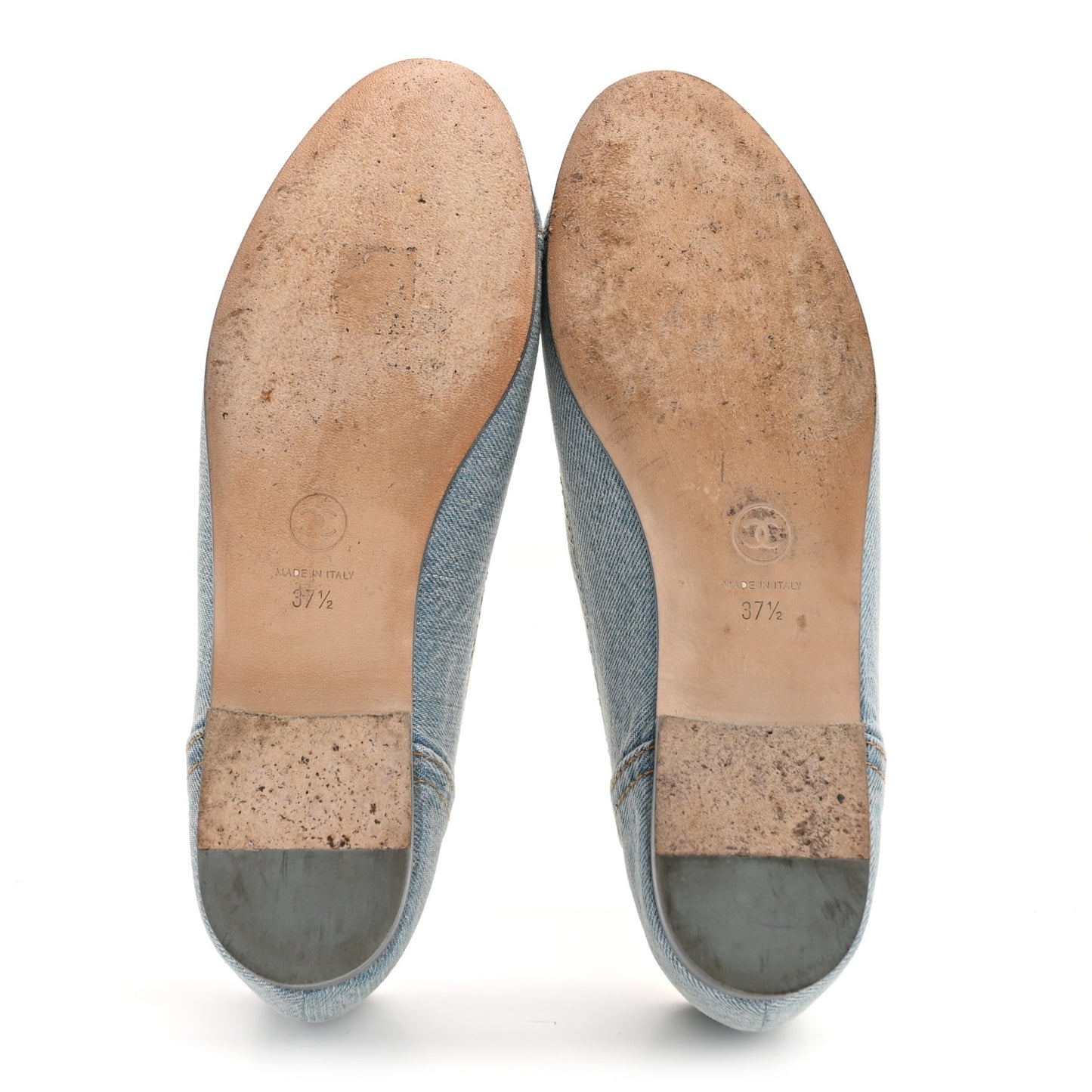 Denim CC Cap Toe Ballerina Flats 37.5 Light Blue