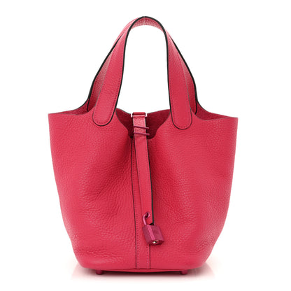 Hermes Taurillon Clemence Monochrome Picotin Lock 18 PM Rose Mexico 1 of 10