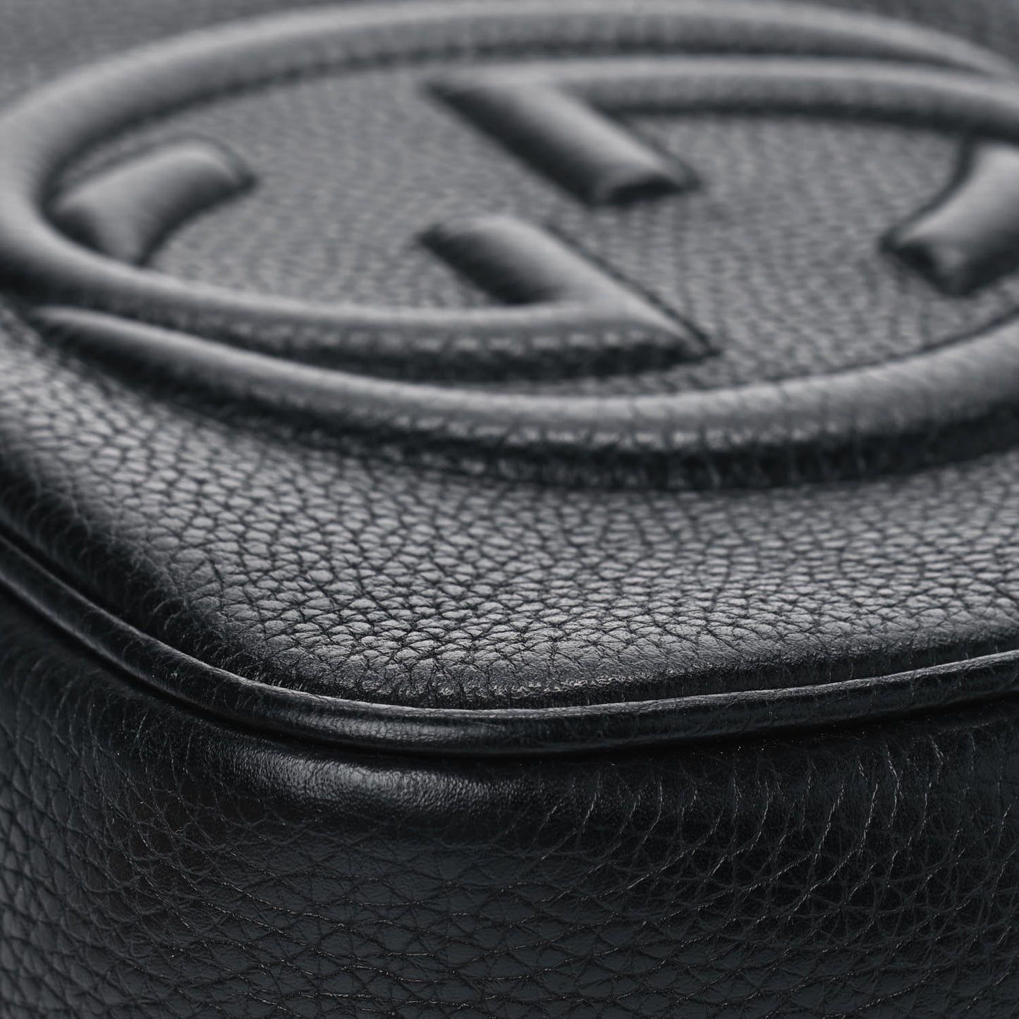 Pebbled Calfskin Small Soho Disco Bag Black