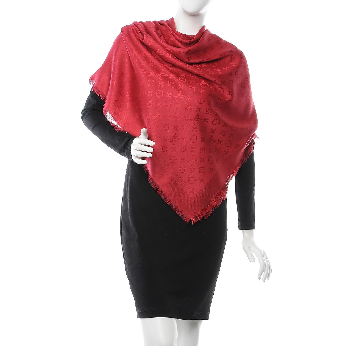 Silk Wool Monogram Shawl Pomme D'Amour