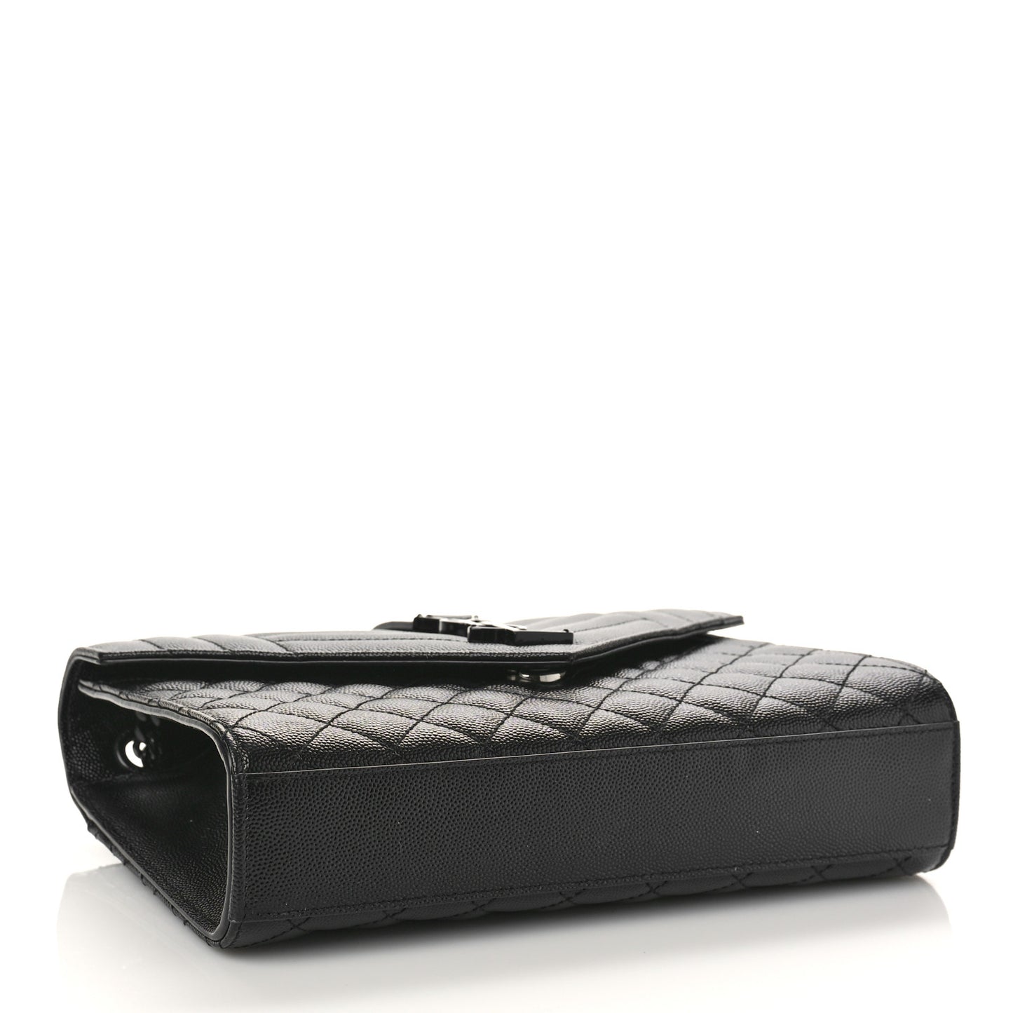 Grain De Poudre Textured Mixed Matelasse Triquilt Medium Monogram Monochrome Satchel Black