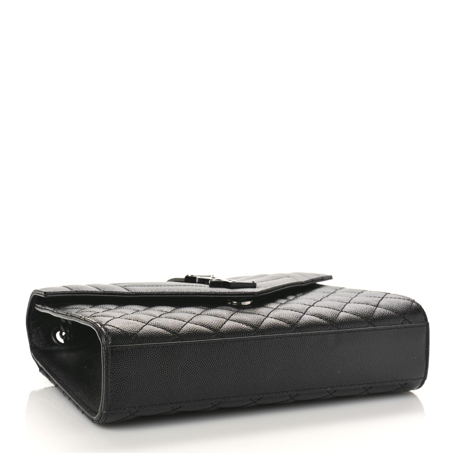 Saint Laurent Grain De Poudre Textured Mixed Matelasse Triquilt Medium Monogram Monochrome Satchel Black 4 of 8