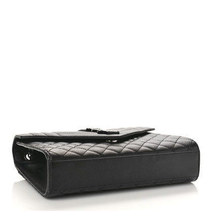 Saint Laurent Grain De Poudre Textured Mixed Matelasse Triquilt Medium Monogram Monochrome Satchel Black 4 of 8