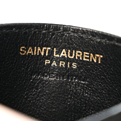 Saint Laurent Grain De Poudre Matelasse Chevron Monogram Credit Card Case Black 6 of 10