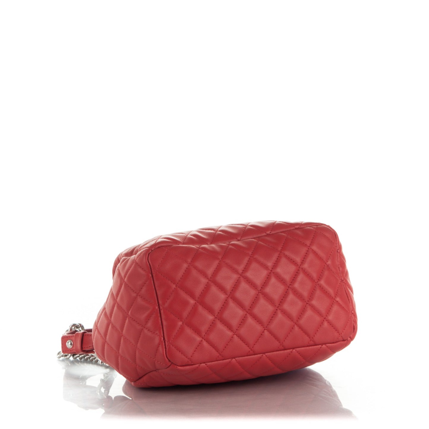 Lambskin Quilted Cuba Drawstring Tote Red