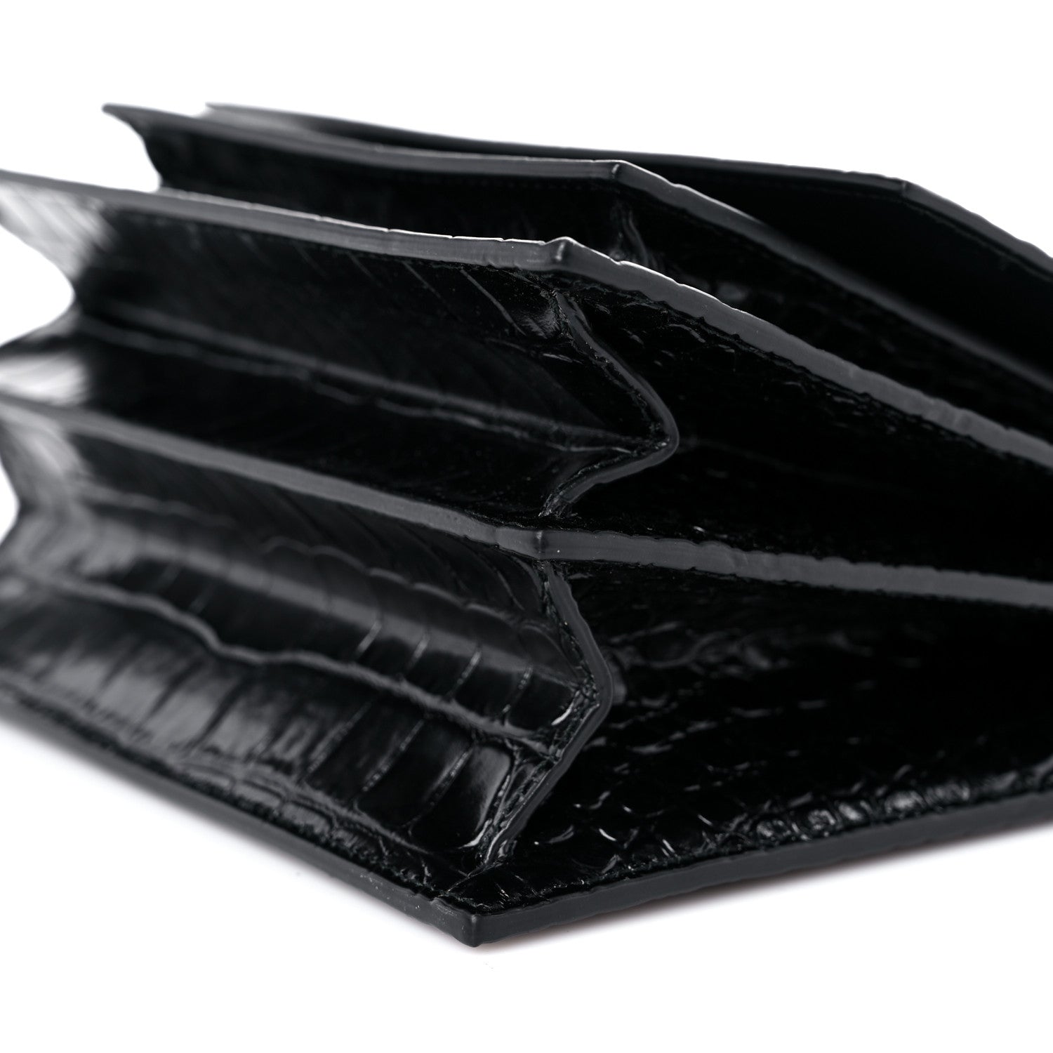 Balenciaga Shiny Calfskin Monochrome Crocodile Embossed S Sharp Chain Shoulder Bag Black 8 of 8