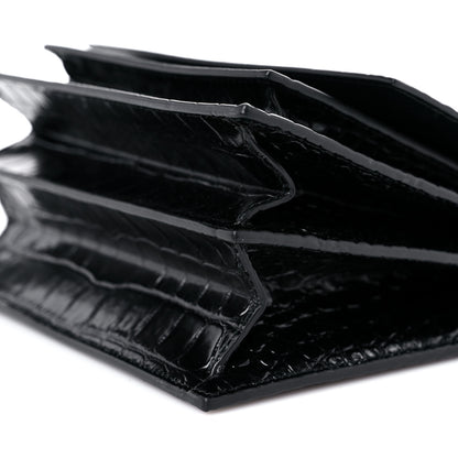 Balenciaga Shiny Calfskin Monochrome Crocodile Embossed S Sharp Chain Shoulder Bag Black 8 of 8