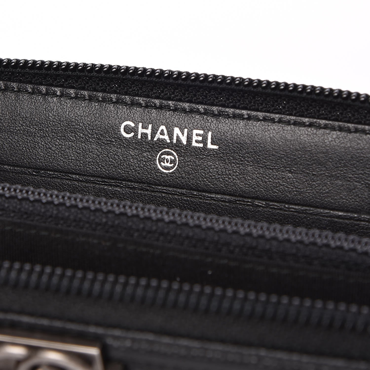Chanel Caviar Quilted Boy Small Zip Around Wallet Black 6 of 9