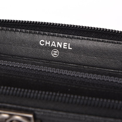 Chanel Caviar Quilted Boy Small Zip Around Wallet Black 6 of 9