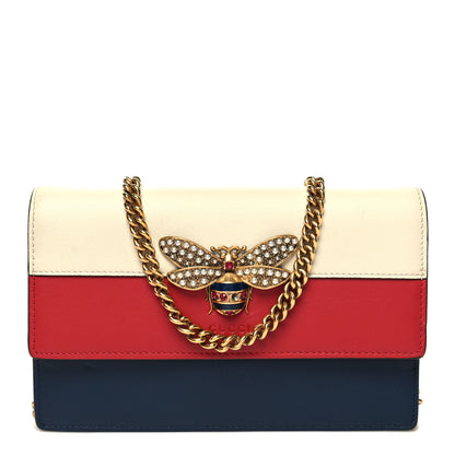 Gucci Calfskin Queen Margaret Chain Wallet Blue Agata Hibiscus Red Mystic White 1 of 11