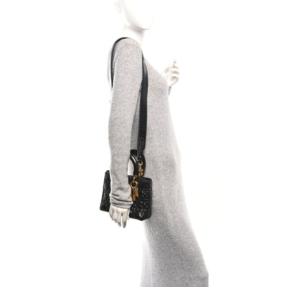 Christian Dior Crinkled Patent Cannage Small Lucky Badges My Lady Dior Black 2 of 13