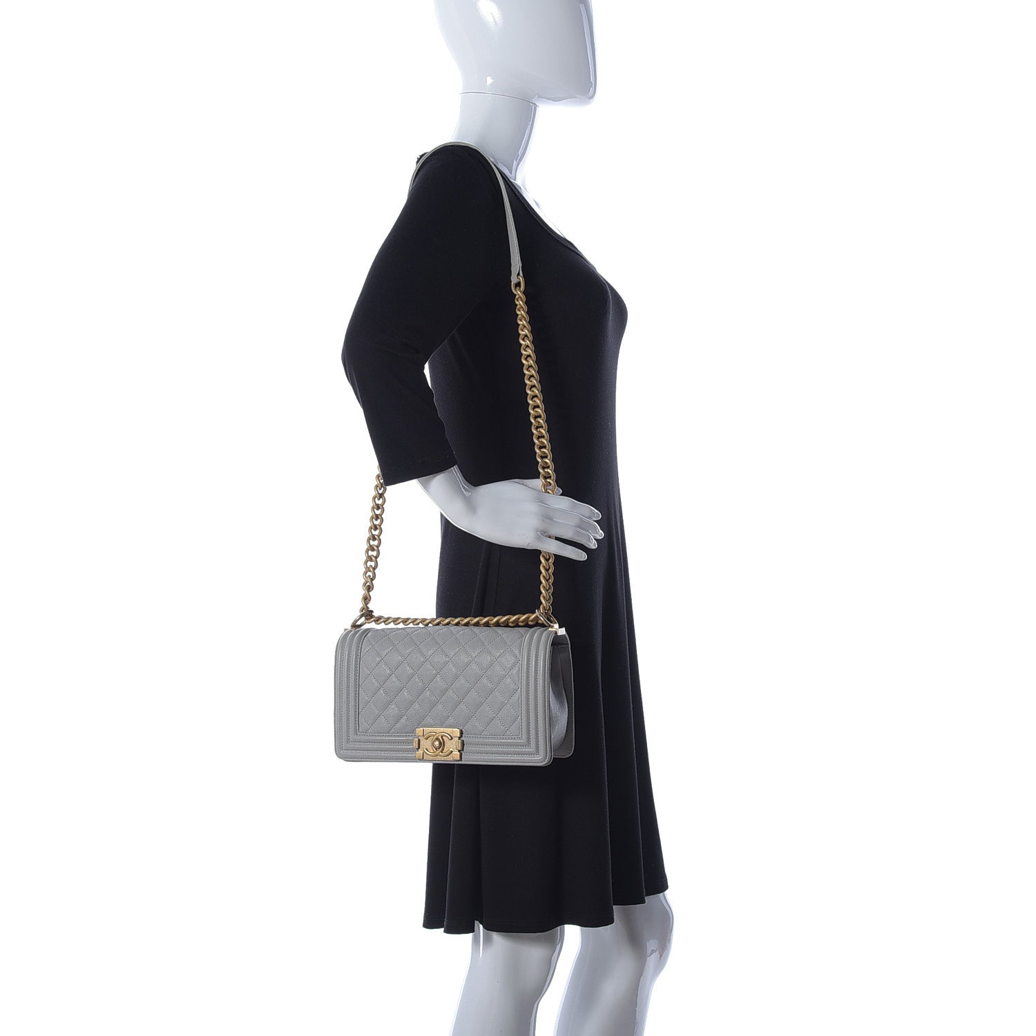Chanel Caviar Quilted Medium Boy Flap Grey 2 of 10