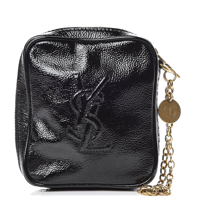 Saint Laurent Textured Patent Monogram Mini Wristlet Black 1 of 9