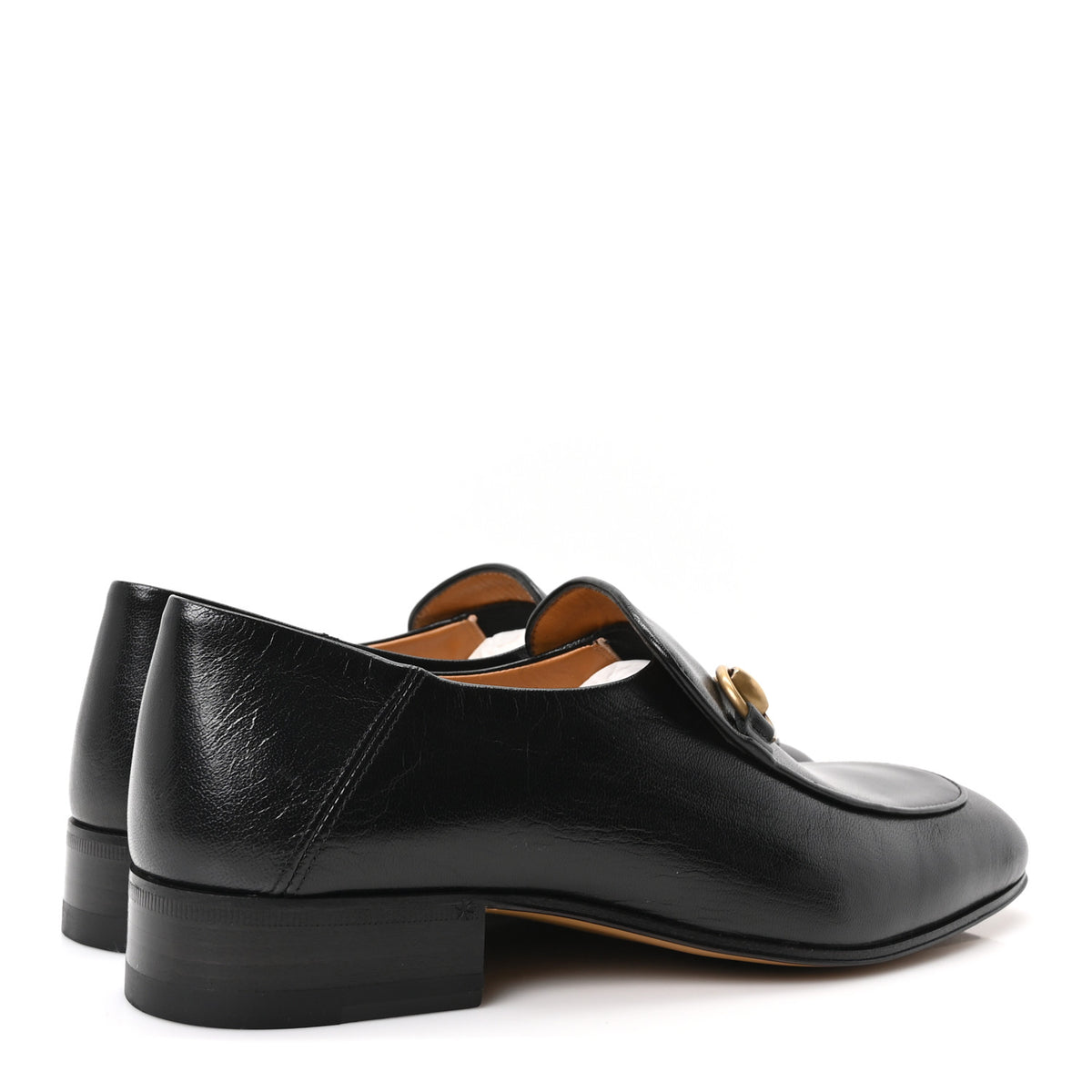Goatskin Womens Horsebit Mid-Heel Loafers 37 Black
