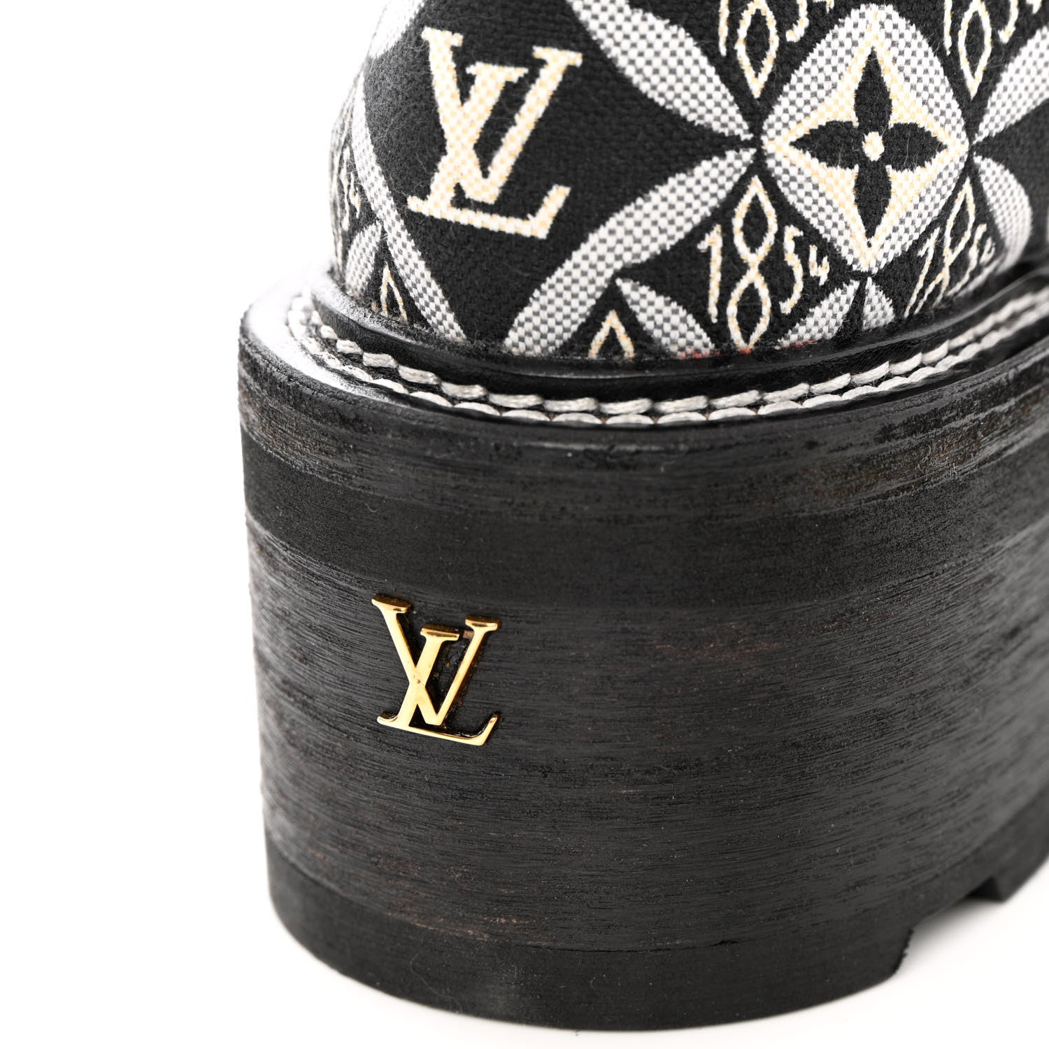 Louis Vuitton Jacquard Calfskin Since 1854 Beaubourg Platform Derby 37 Gray 10 of 11