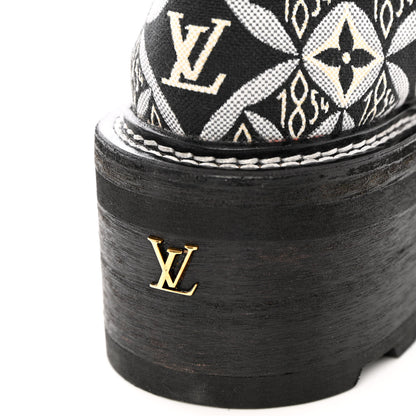 Louis Vuitton Jacquard Calfskin Since 1854 Beaubourg Platform Derby 37 Gray 10 of 11