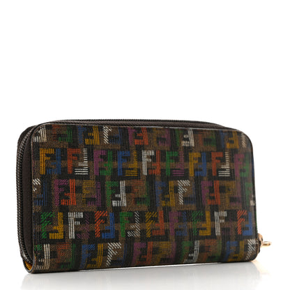 Fendi Zucchino Spalmati FF Multicolor Zip Around Wallet Black Multicolor 3 of 8