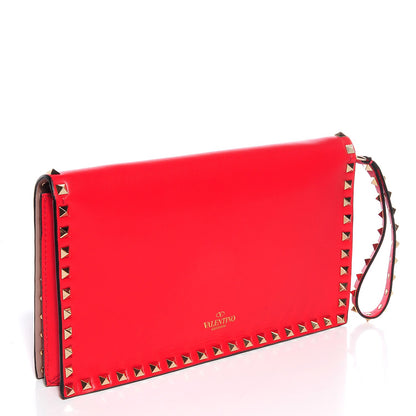 Valentino Garavani Nappa Leather Rockstud Clutch Deep Orange 3 of 8