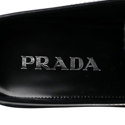 Prada Spazzolato Metal Triangle Logo 20mm Loafers 36 Black 7 of 10