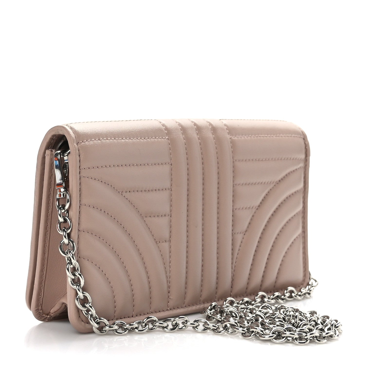 Prada Soft Calfskin Impunture Diagramme Chain Wallet Cipria 2 of 7