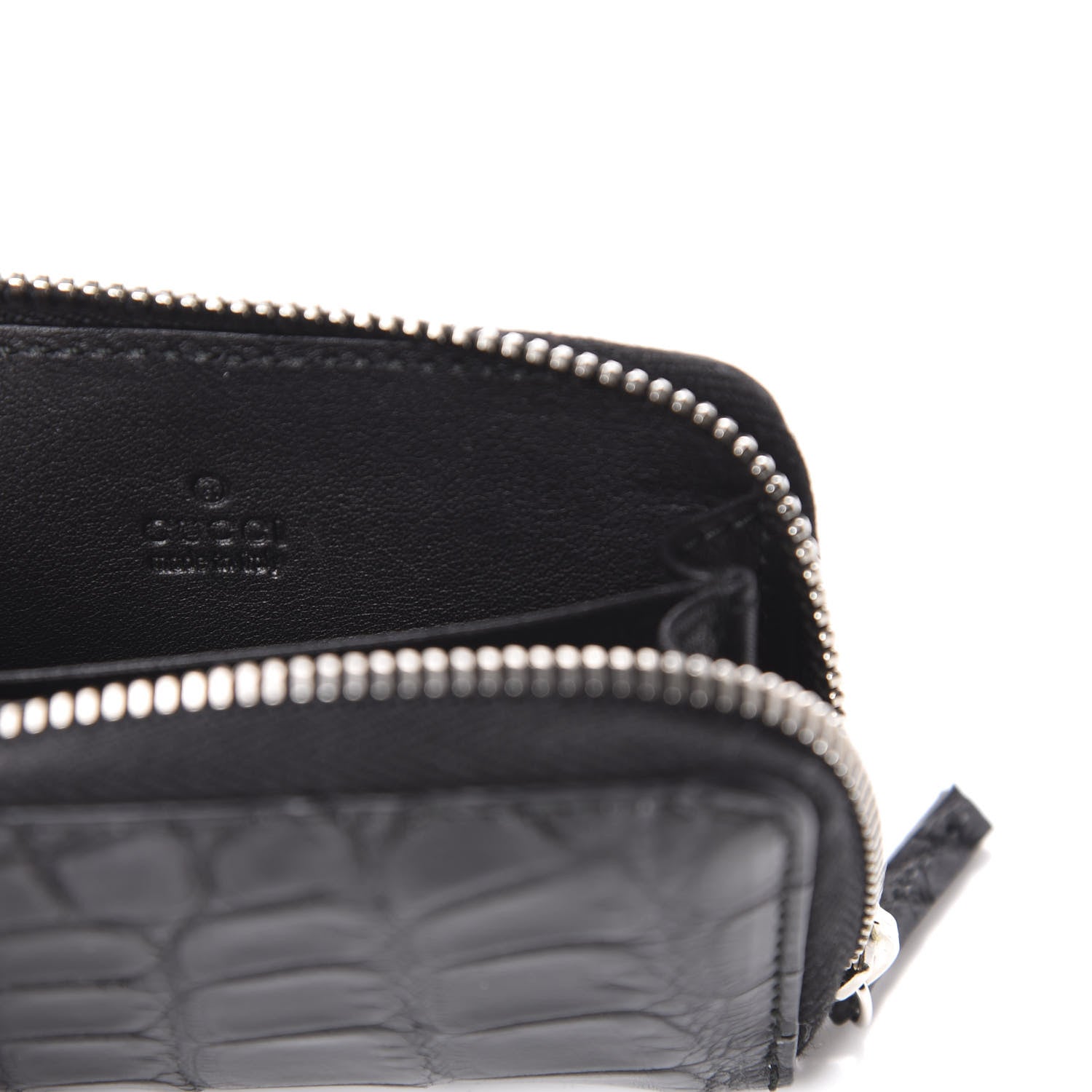 Gucci Crocodile Zip Around Card Case Black 7 of 9