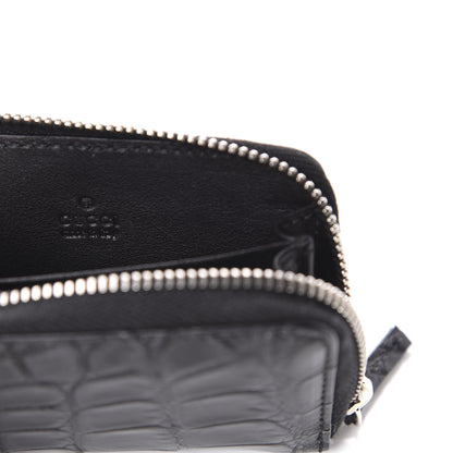 Gucci Crocodile Zip Around Card Case Black 7 of 9