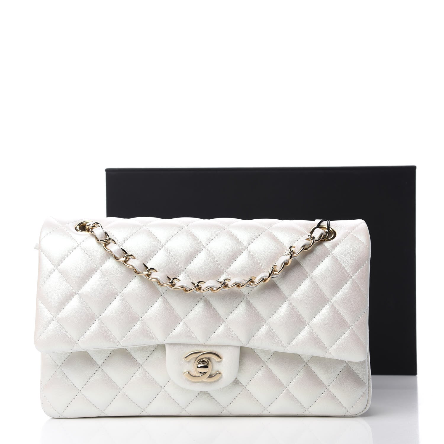 Chanel Iridescent Calfskin Quilted Medium Double Flap White 11 of 11
