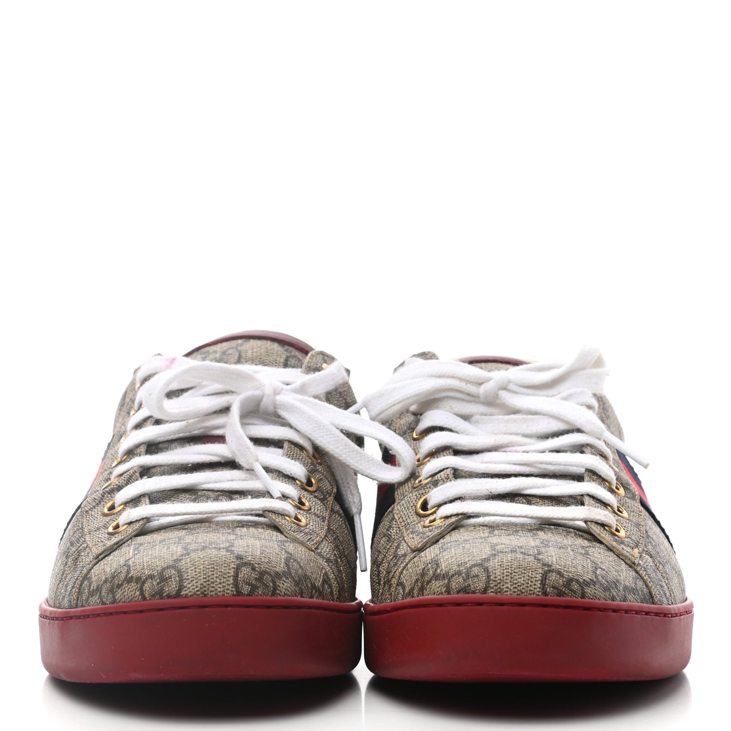 GG Supreme Monogram Ayers Web Mens New Ace Sneakers 10.5 Beige Red