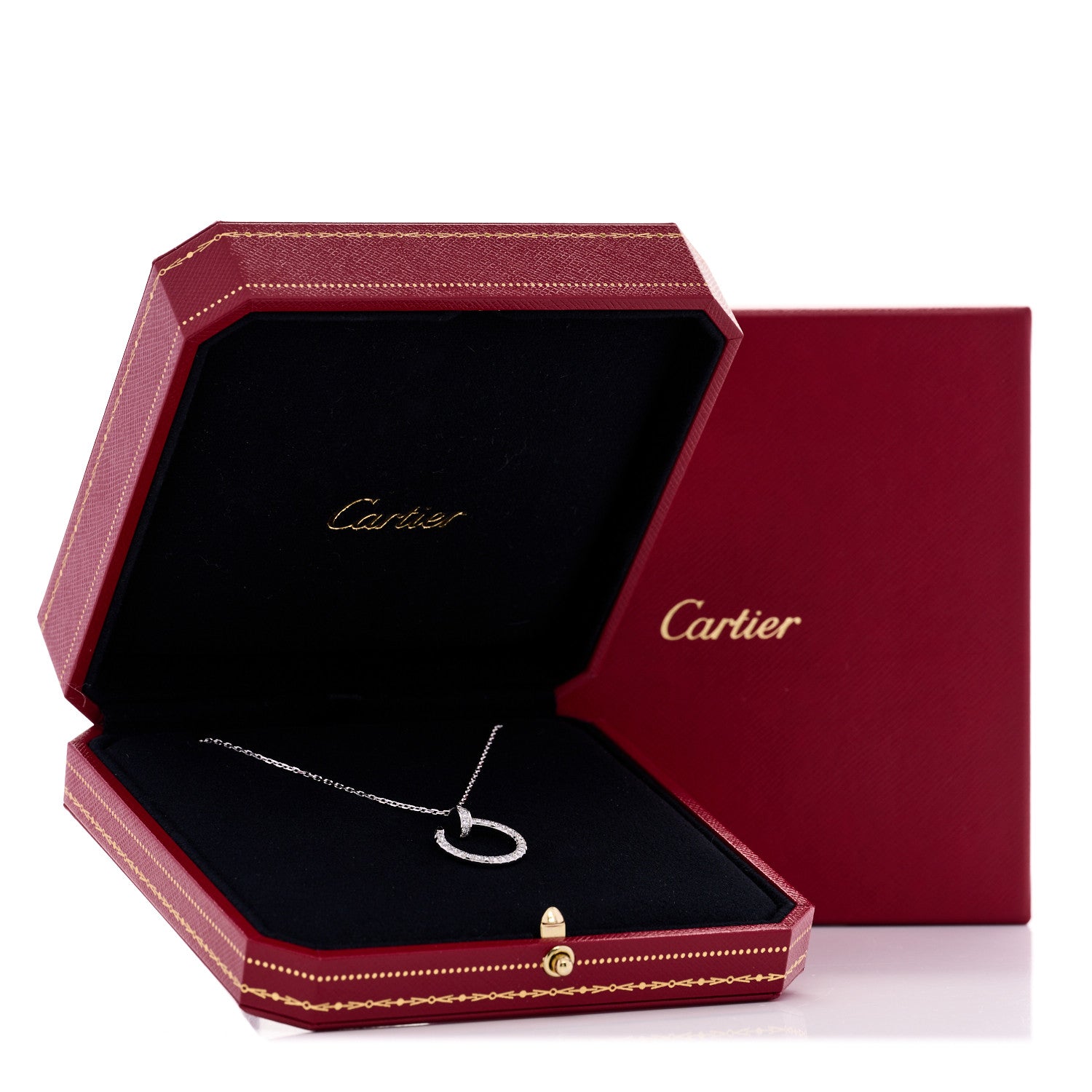 Cartier 18K White Gold Diamond Juste Un Clou Paved Pendant Necklace 7 of 7
