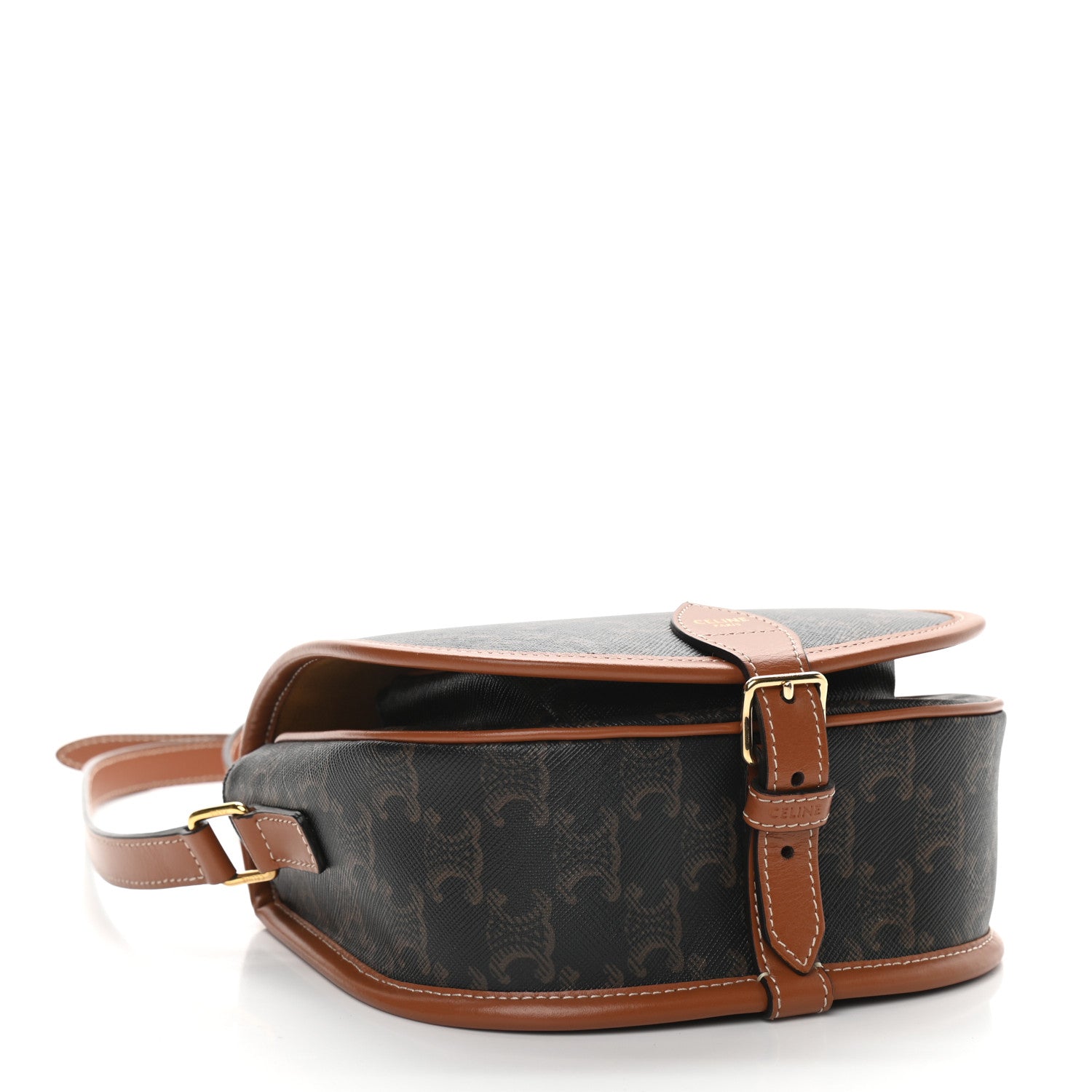 Celine Triomphe Canvas Medium Folco Bag Tan 4 of 7