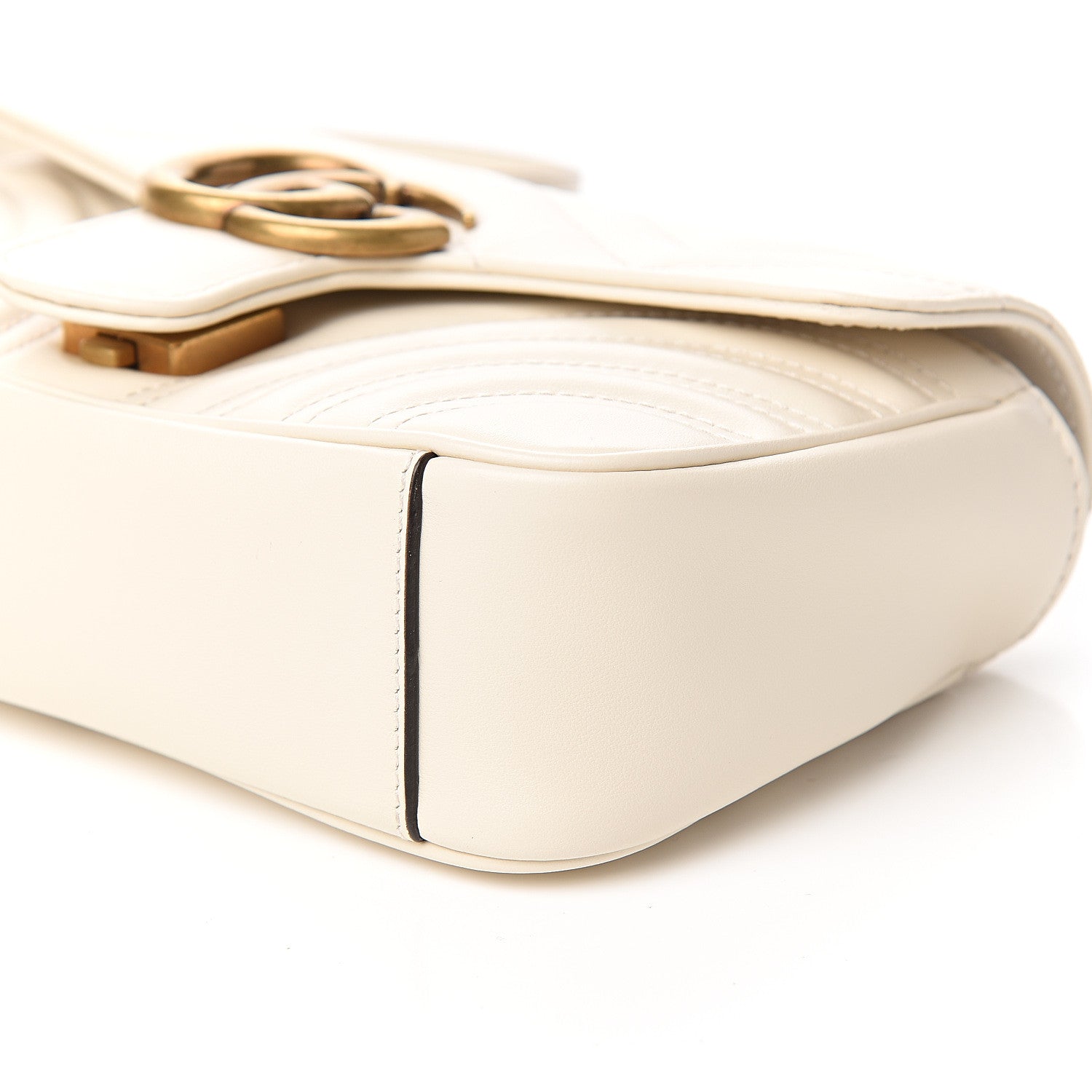 Gucci Calfskin Matelasse Mini GG Marmont Shoulder Bag White 8 of 9
