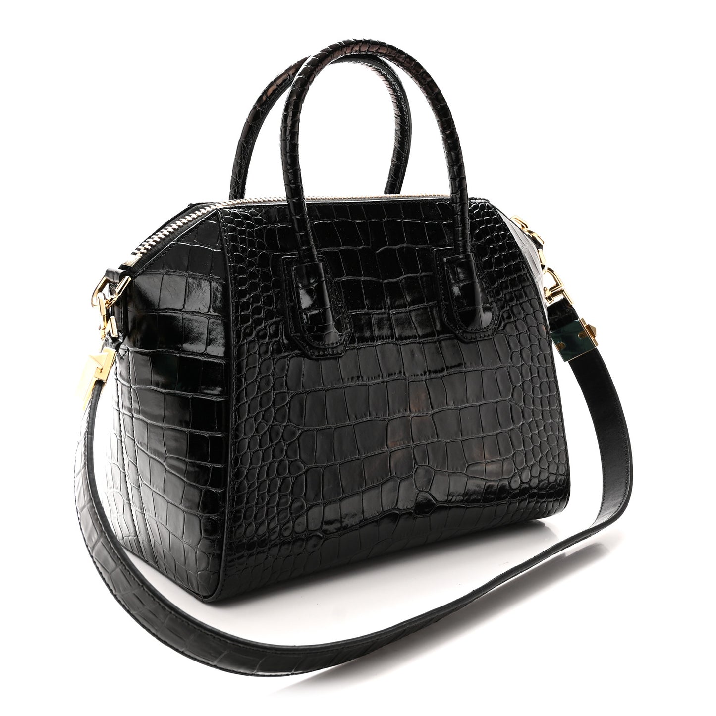 Calfskin Crocodile Embossed Small Antigona Black