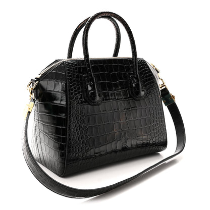 Givenchy Calfskin Crocodile Embossed Small Antigona Black 3 of 10