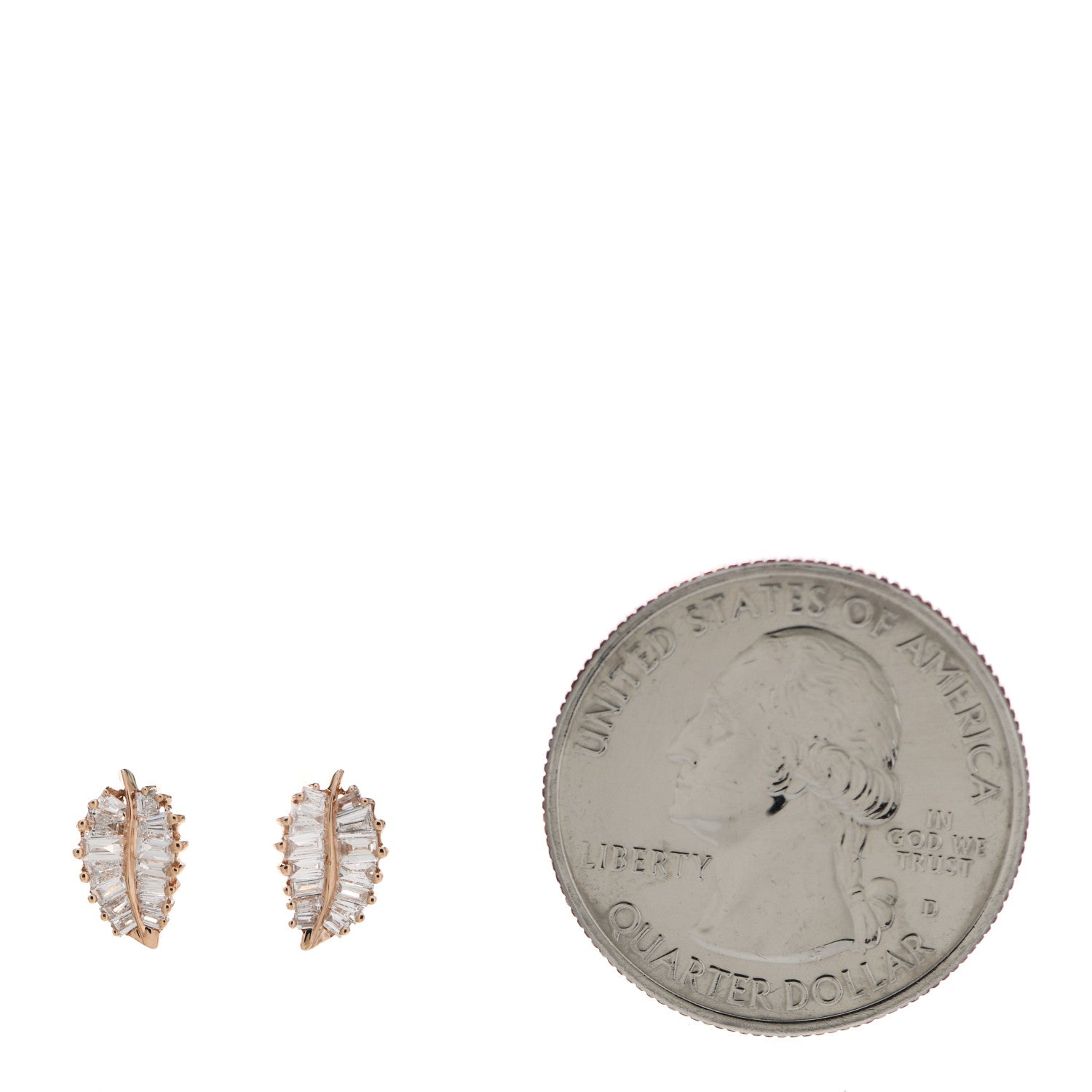 Anita Ko 18K Rose Gold Diamond Small Palm Leaf Earrings 2 of 5