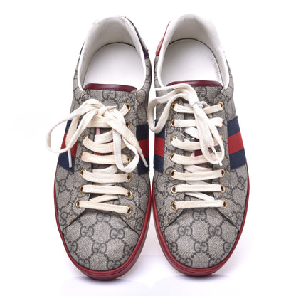 Gucci GG Supreme Monogram Ayers Mens New Ace Low-Top Sneaker 8.5 Beige Red 5 of 10