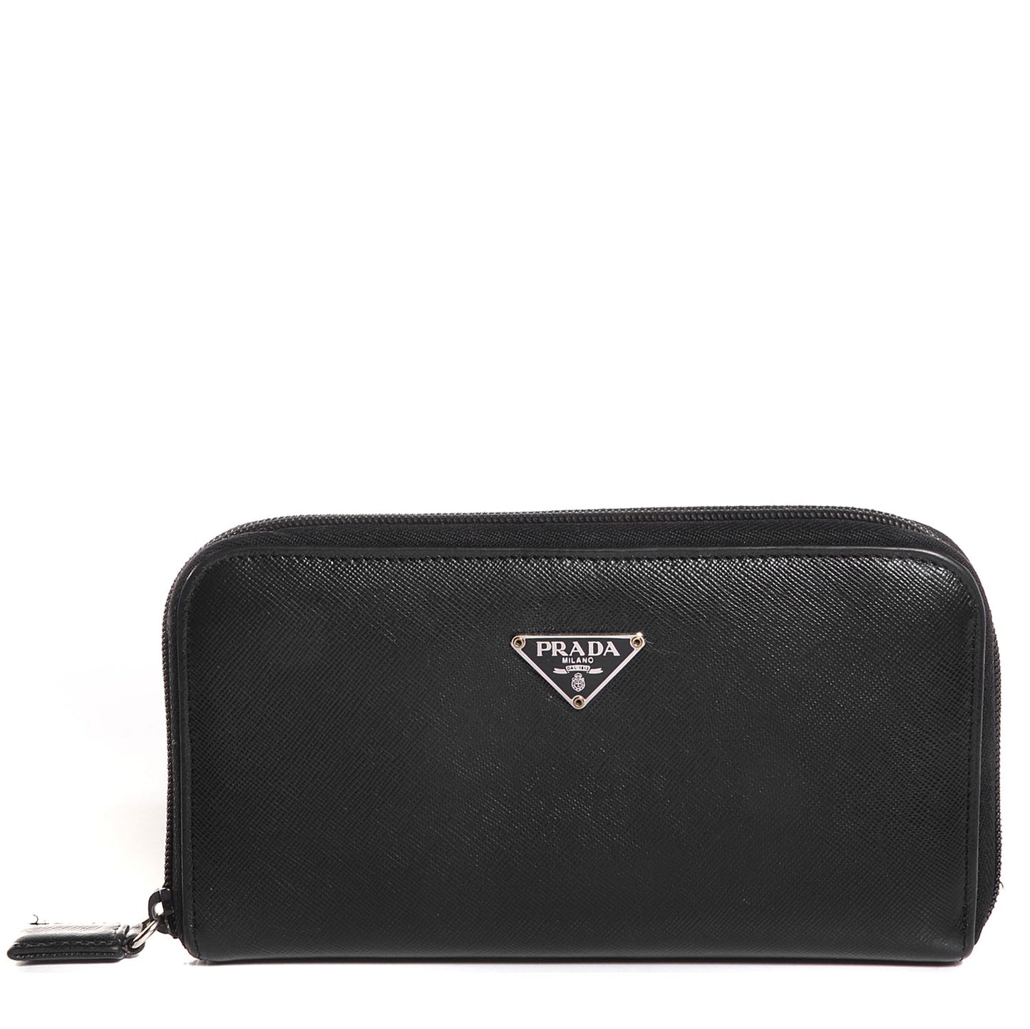 Saffiano Triangle Zip Around Wallet Nero Black