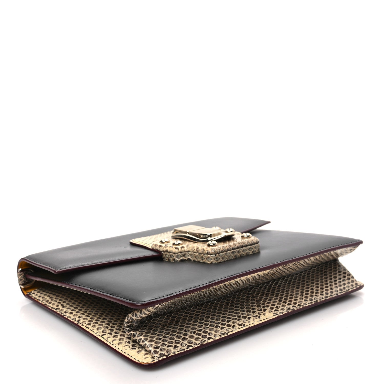 Dolce & Gabbana Calfskin Snakeskin Lucia Shoulder Bag Black 3 of 8