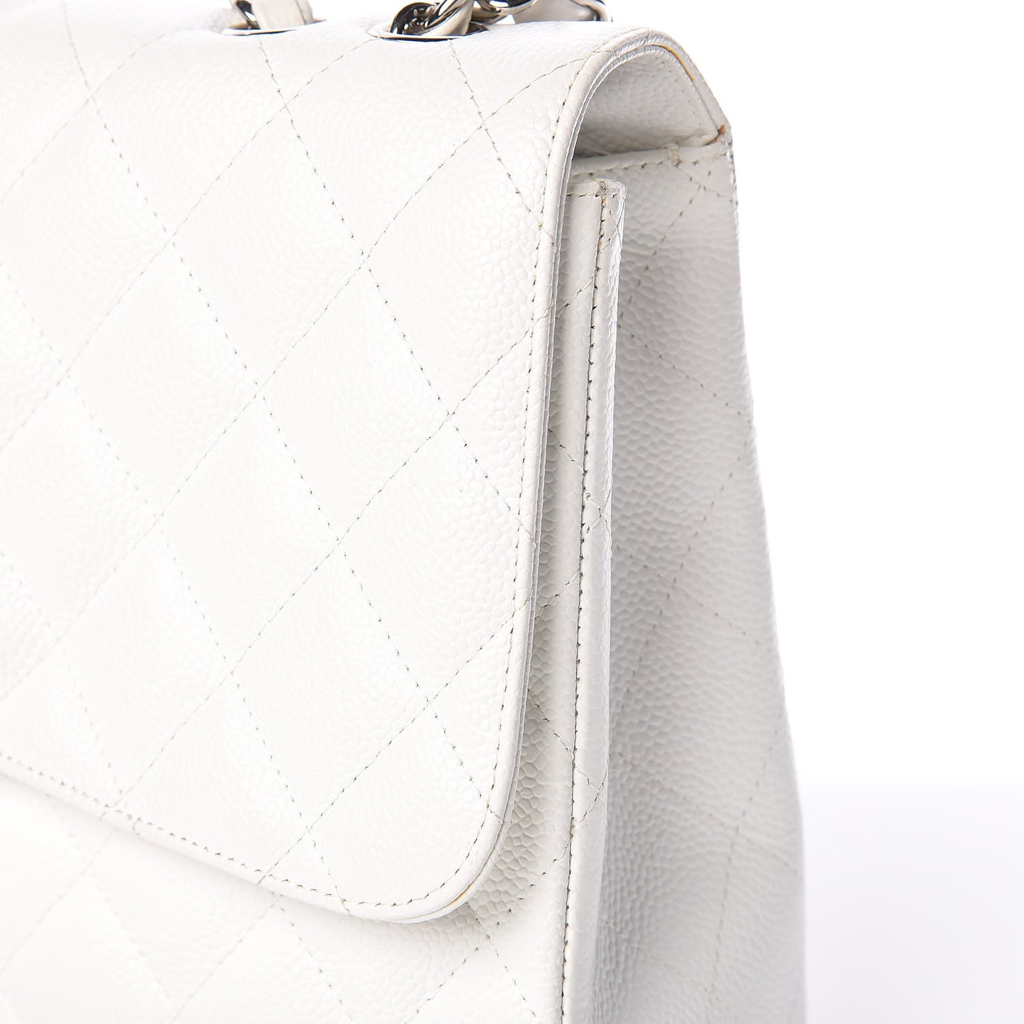 Caviar Quilted Jumbo Single Flap White
