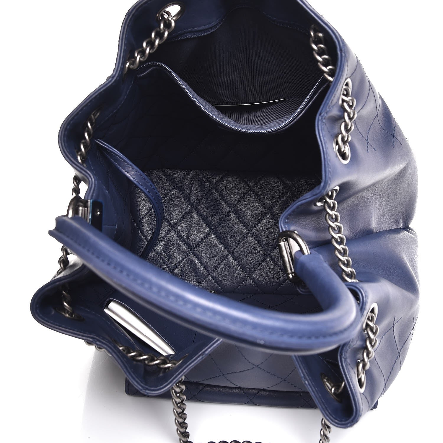 Chanel Calfskin Stitched Large Urban Luxury Drawstring Backpack Navy Blue 5 of 8