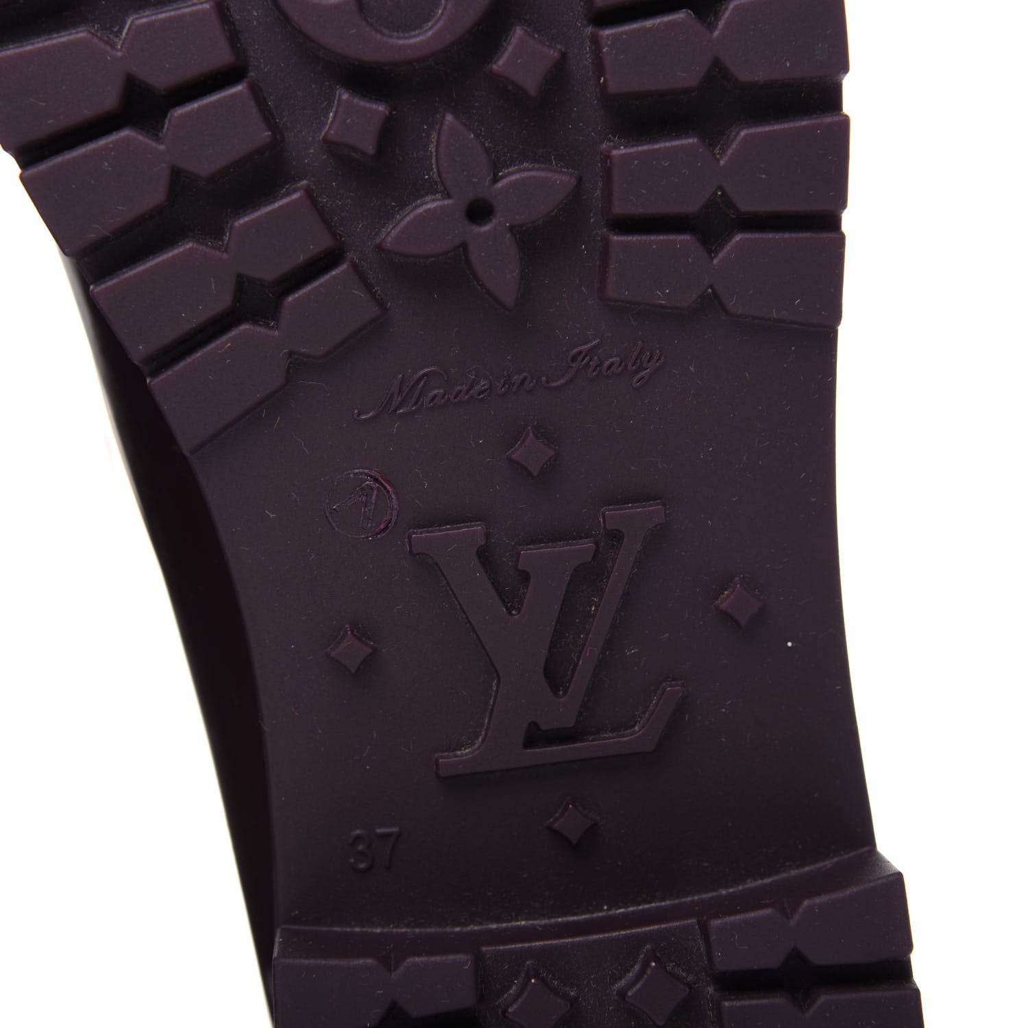 Louis Vuitton Rubber Embossed Monogram Splash Rain Boots 37 Burgundy 6 of 9