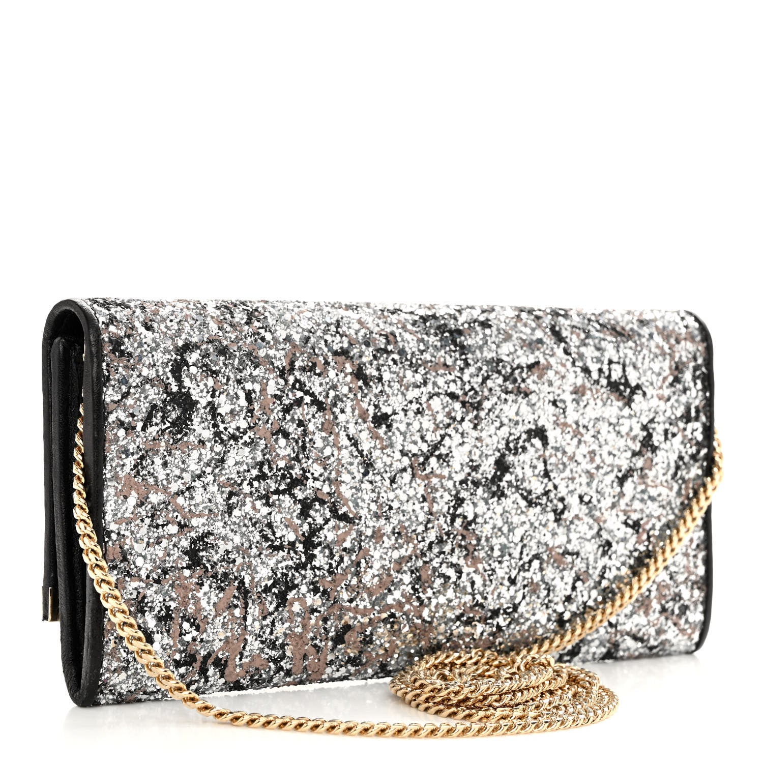 Jimmy Choo Glitter Milla Wallet on Chain Silver 3 of 9