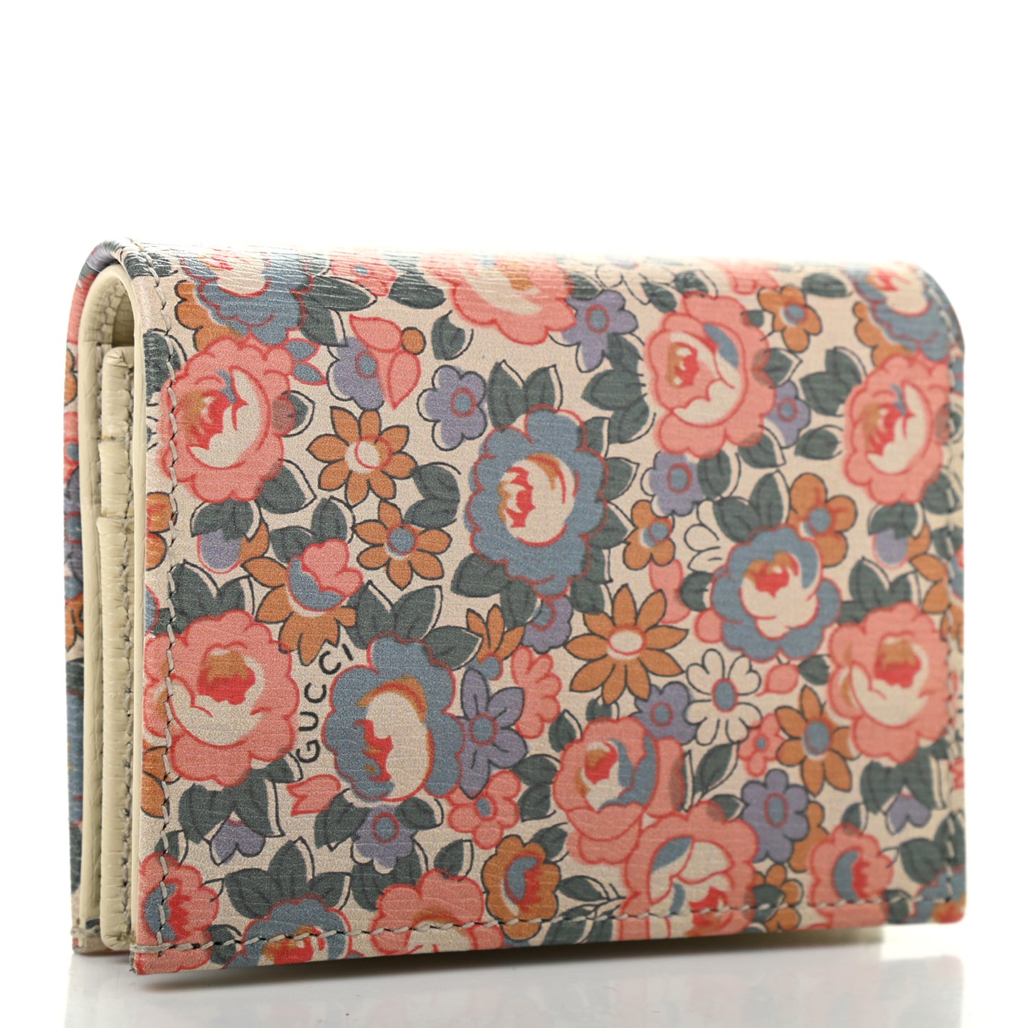 X LIBERTY OF LONDON Calfskin Infinity Abbey Horsebit 1955 Card Case Wallet Perfect Pink Ivory