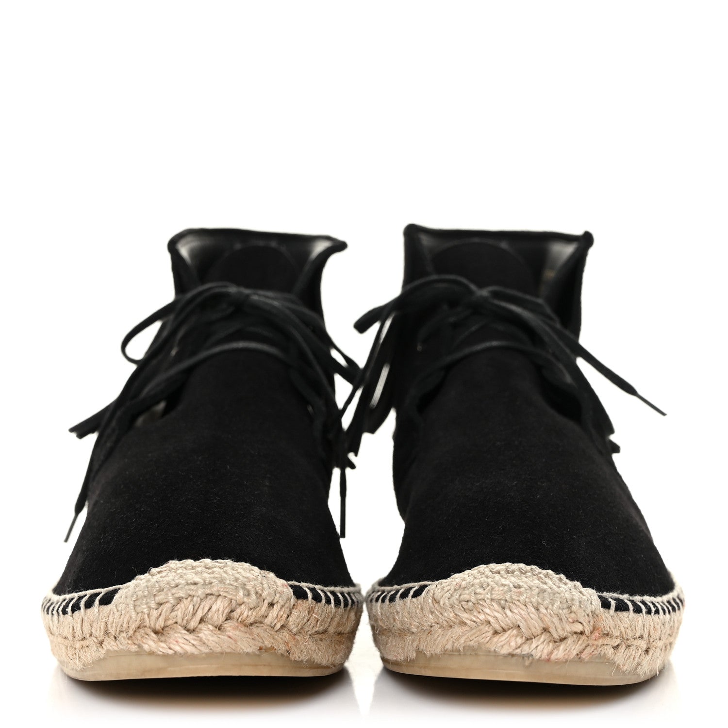 Saint Laurent Suede Fringe Moccasin Booties 41 Black 2 of 8