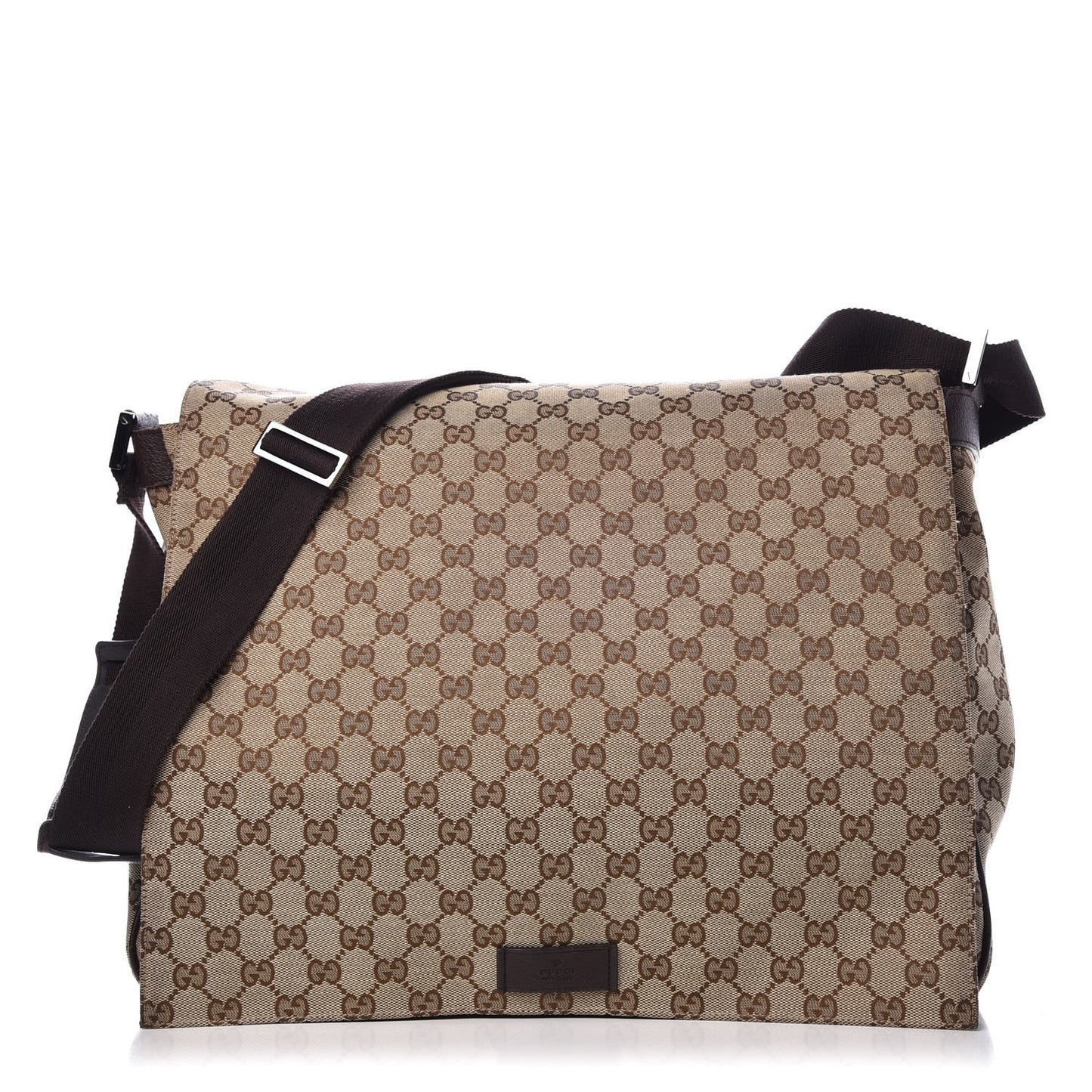 Monogram Large Flap Messenger Bag Beige Dark Brown