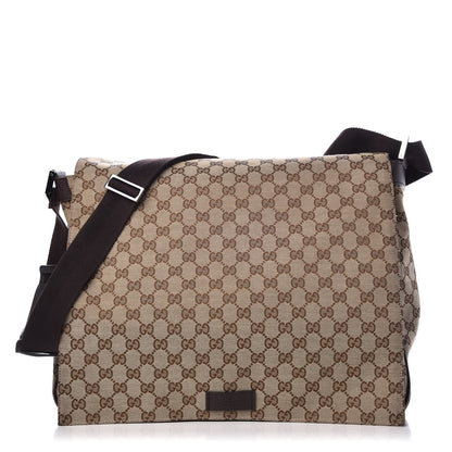 Gucci Monogram Large Flap Messenger Bag Beige Dark Brown 1 of 10