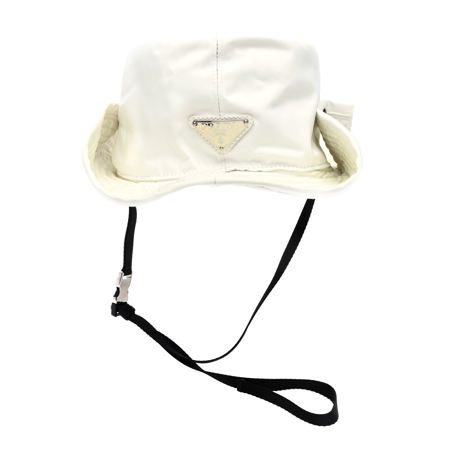 Prada Nylon Triangle Womens Safari Hat L White 3 of 8