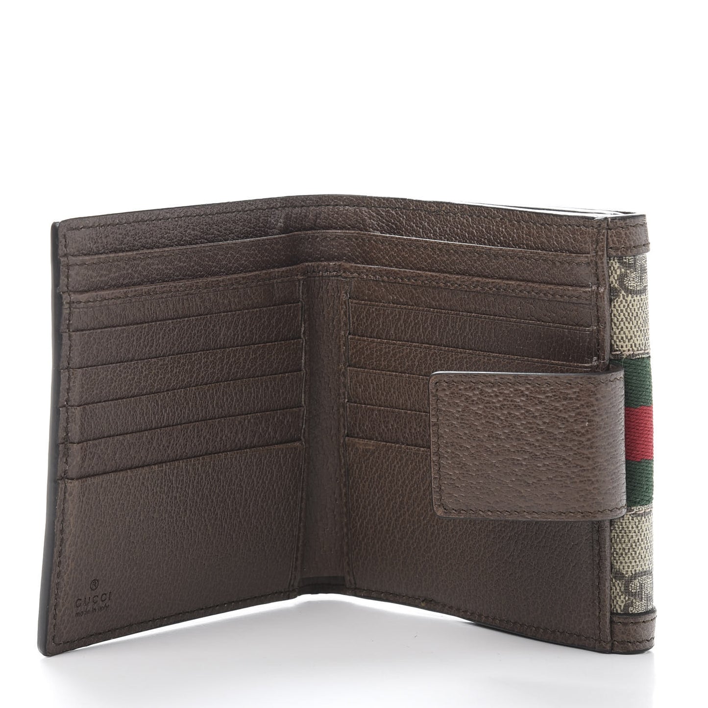 GG Supreme Monogram Web Ophidia French Flap Wallet Beige New Acero