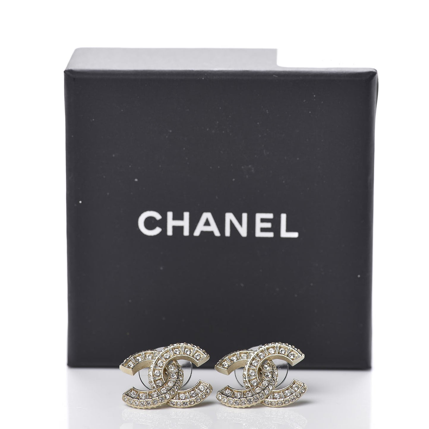 Crystal CC Earrings Light Gold