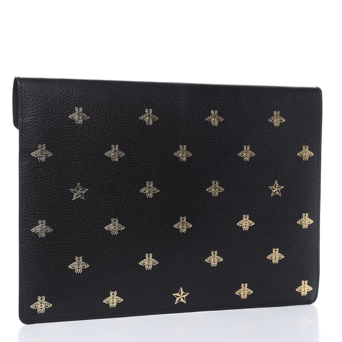 Grained Calfskin Bee Star Portfolio Black