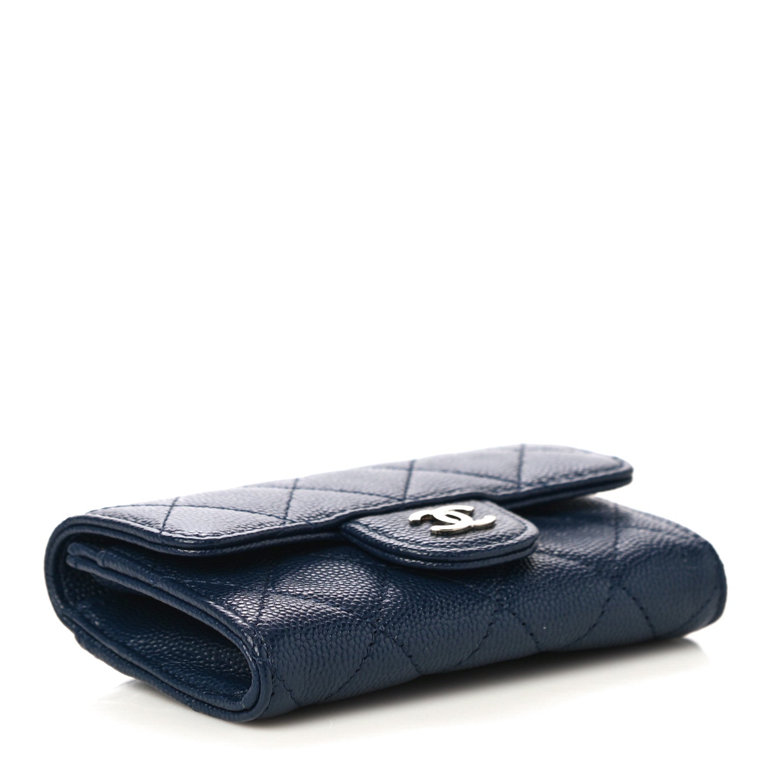 Chanel Caviar Quilted Flap Card Holder Wallet Navy Blue 4 of 12